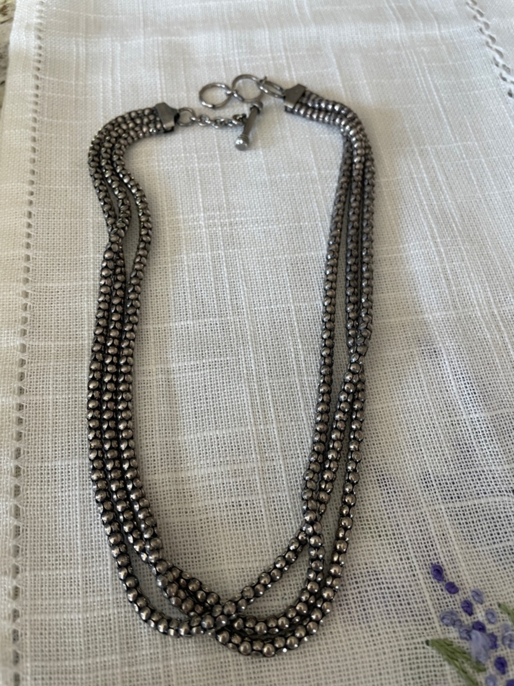 SILPADA  popcorn 3 strand sterling silver necklace
N1108